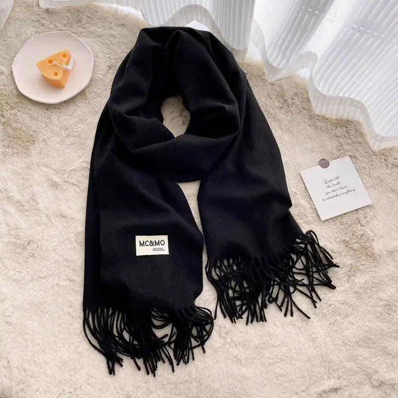 MAC049 Imitation Cashmere Solid Color Basic Tassel Scarf - Image 8