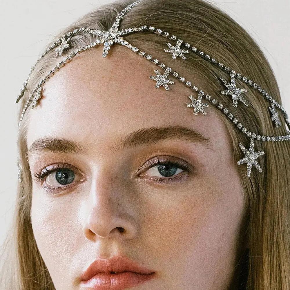 MAC050 Rhinestone Chain Star Headpiece - Image 2