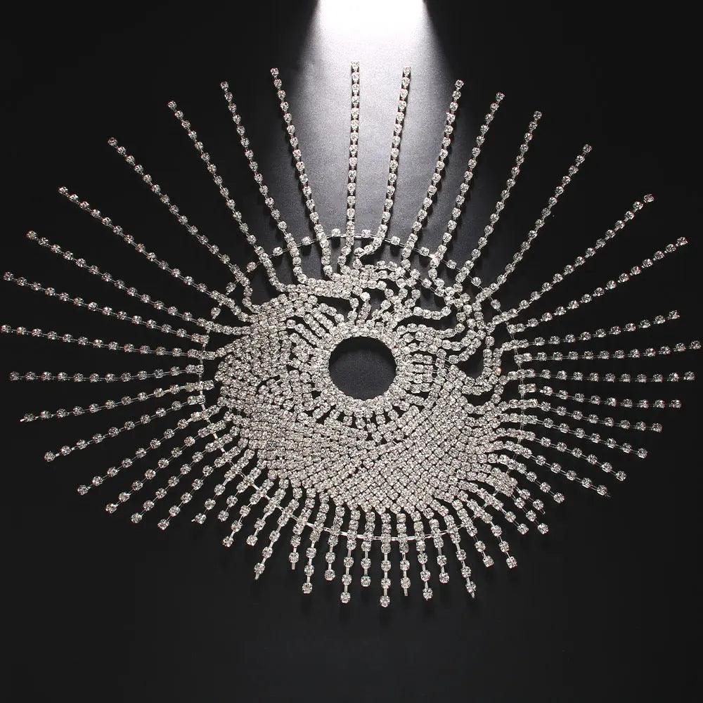 MAC051 Rhinestone Chain Tassel Headpiece - Image 3