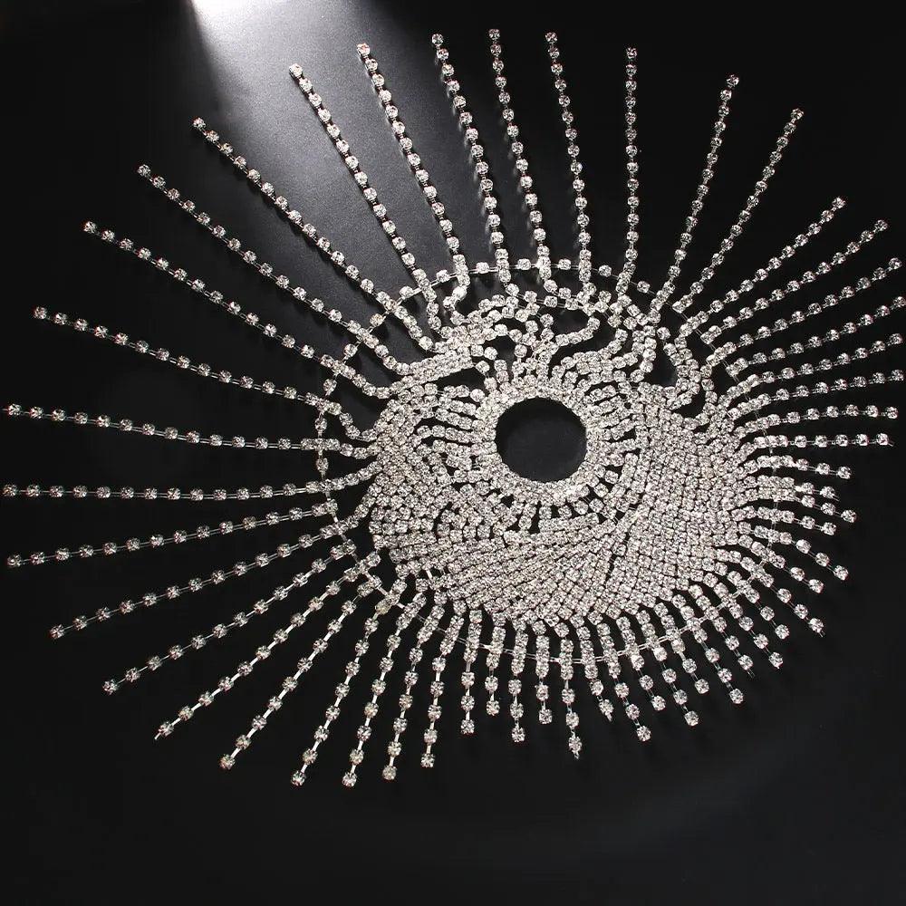 MAC051 Rhinestone Chain Tassel Headpiece - Image 4