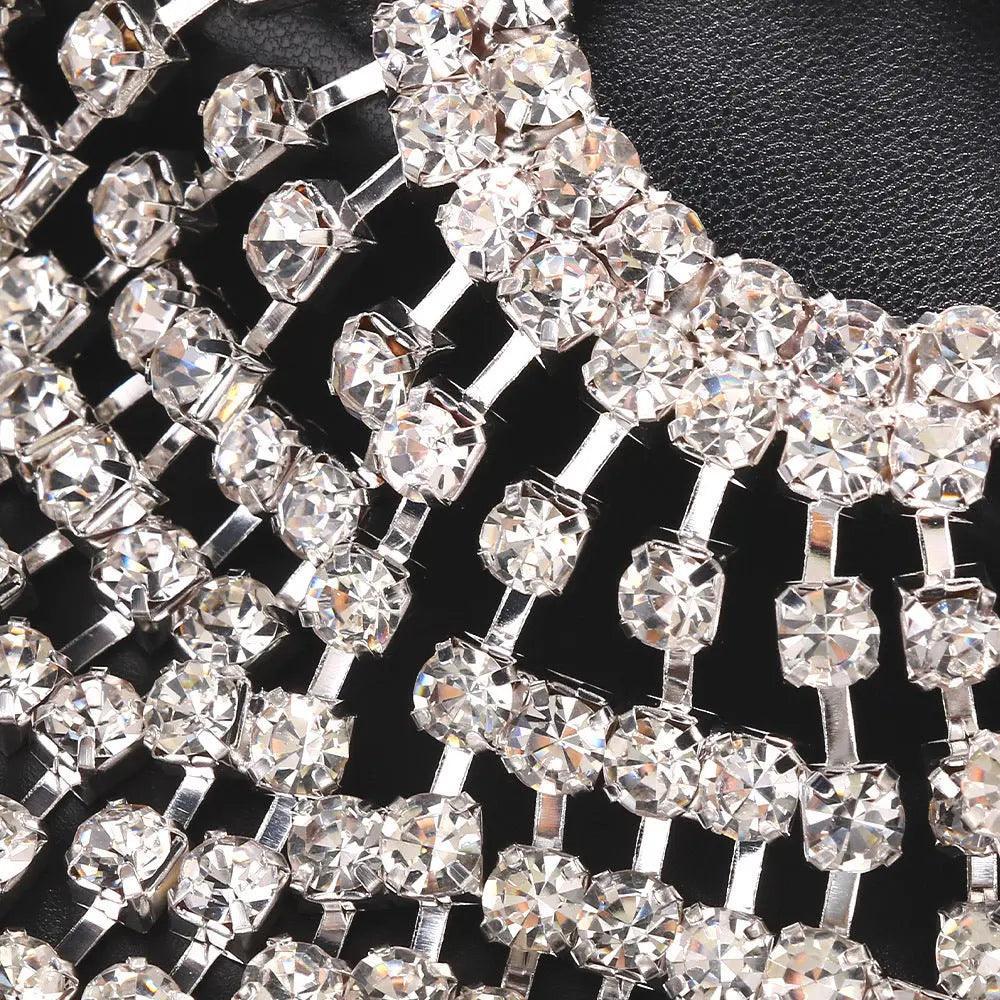 MAC051 Rhinestone Chain Tassel Headpiece - Image 5