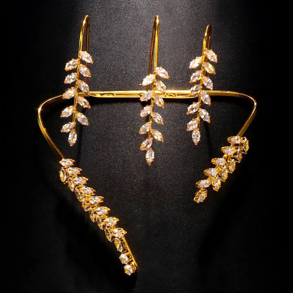 MAC053 Stonefans Zircon Cuff Hand Palm Bangle Leaf Bracelet - Image 4