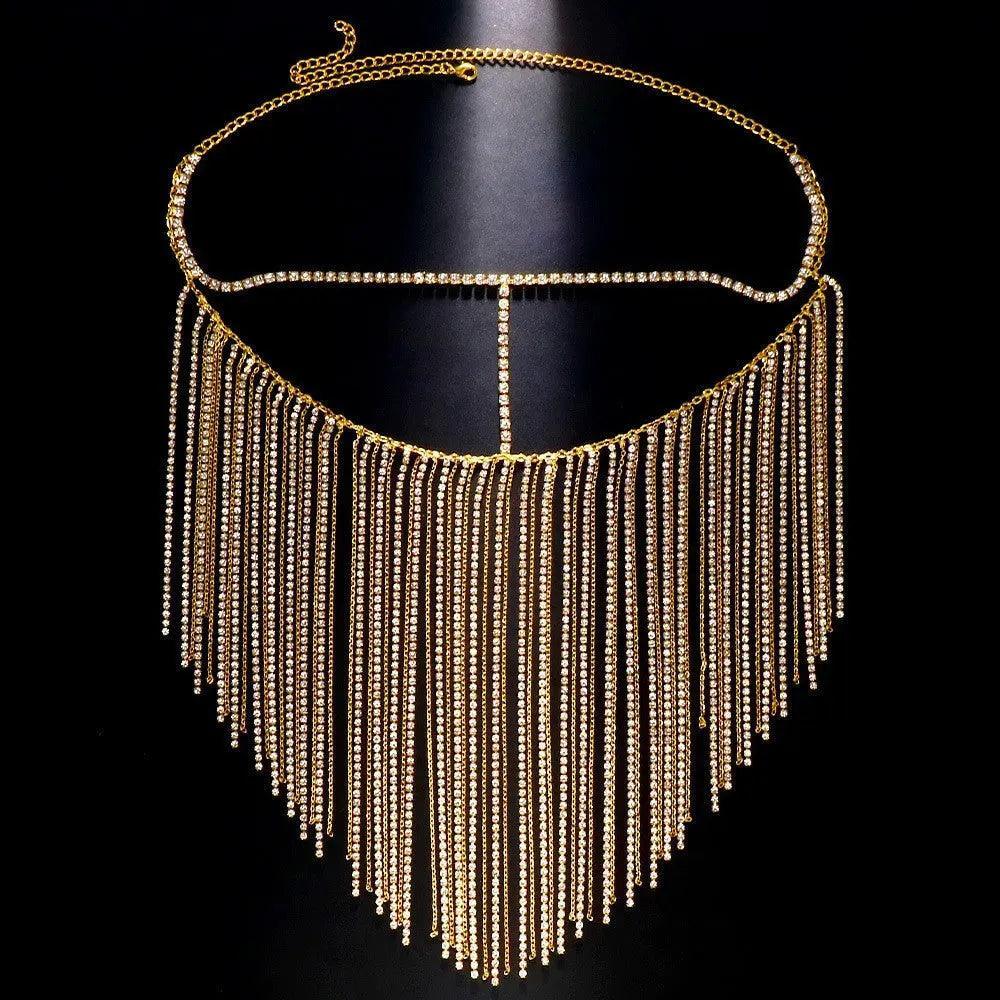 MAC054 Rhinestone Tassel Face Chain Mask - Bling Cover for Parties & Events - Image 3
