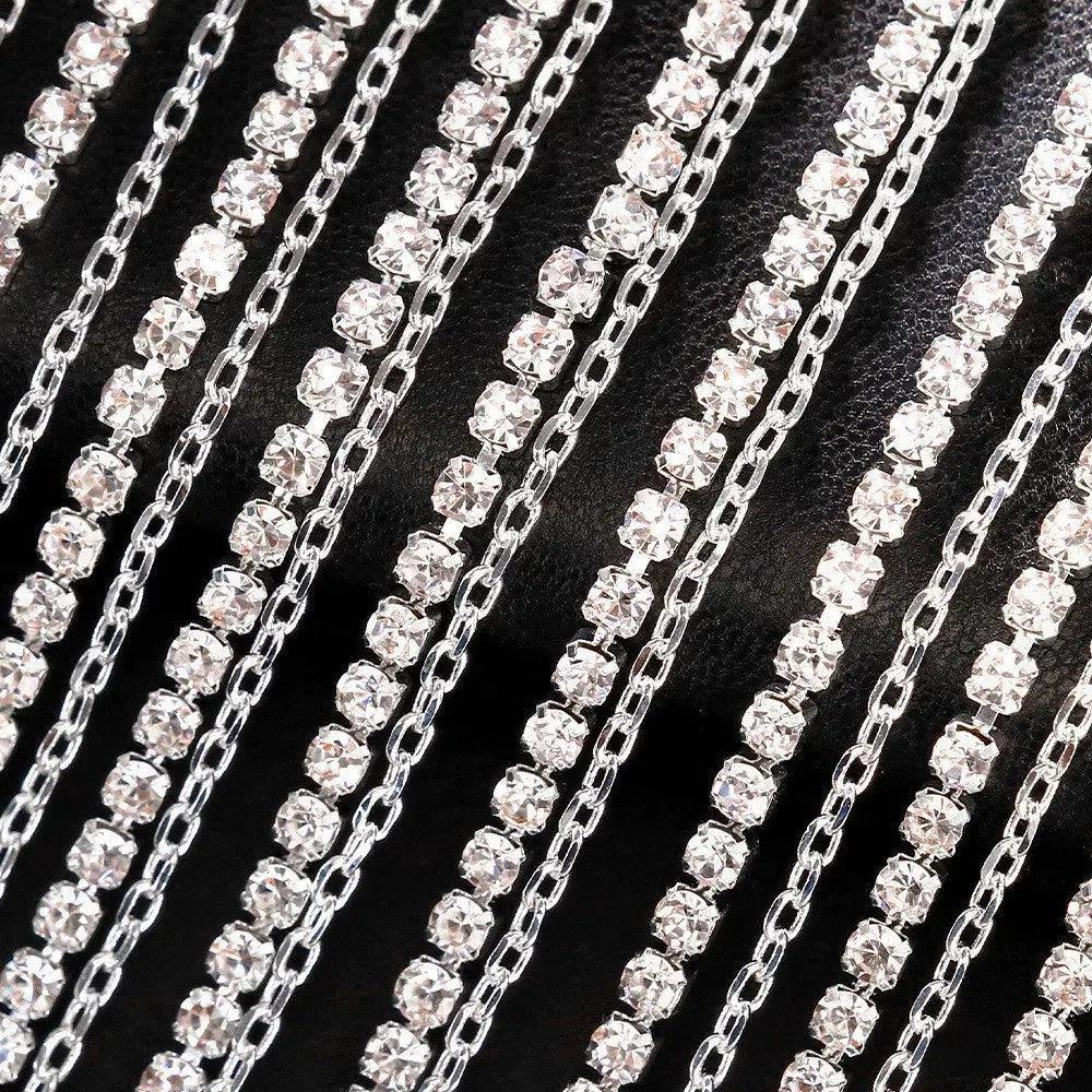 MAC054 Rhinestone Tassel Face Chain Mask - Bling Cover for Parties & Events - Image 5