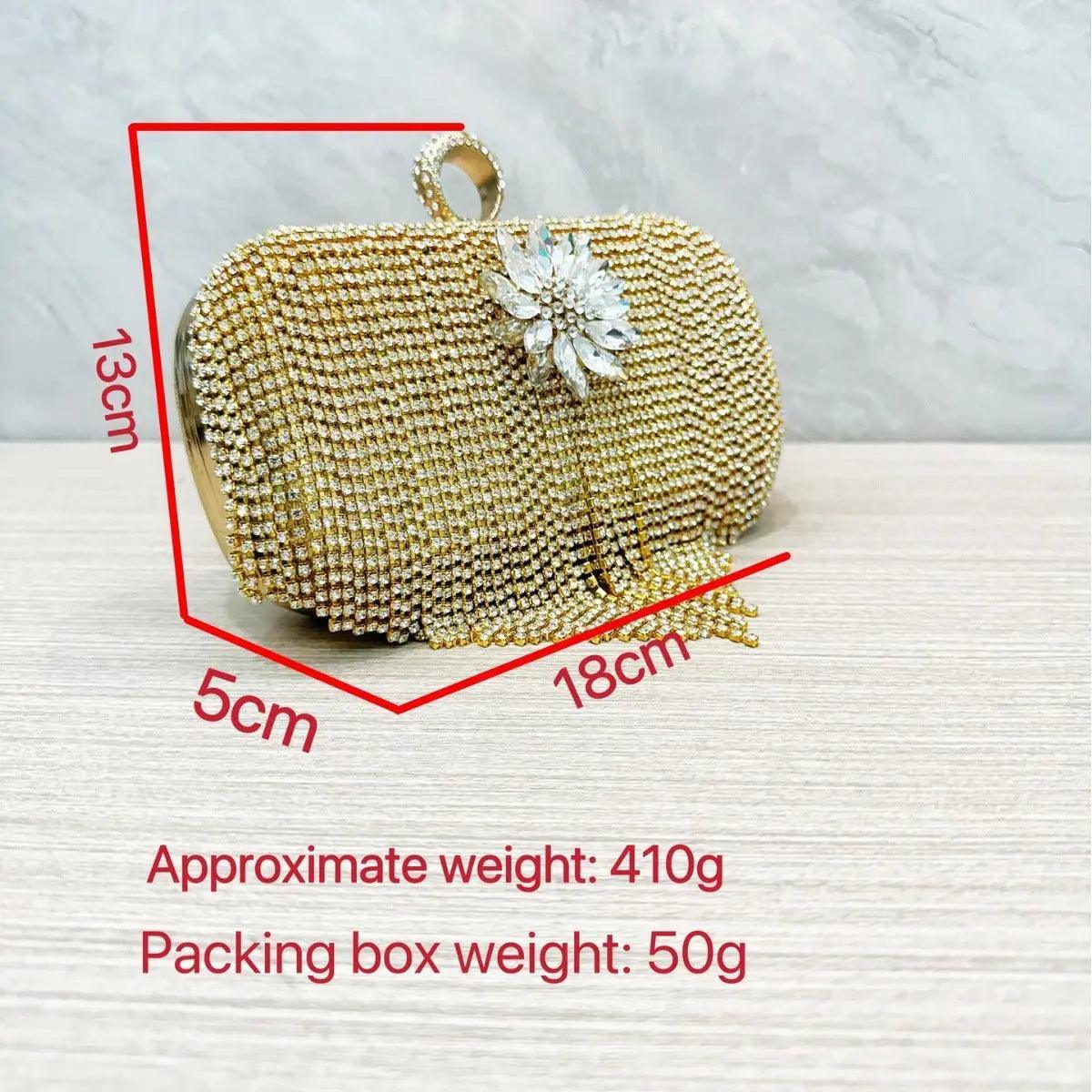 MAC056 Tassel Evening Clutch Bag Luxury Rhinestones Party Prom Purse Handbag With Detachable Chain - Image 2