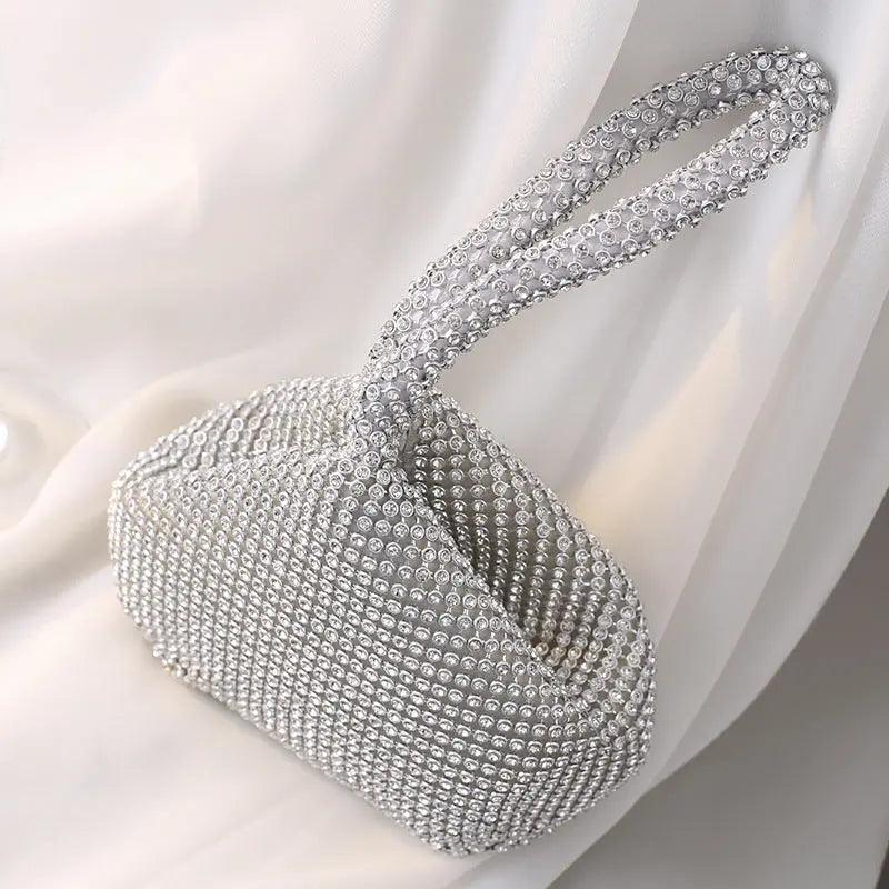 MAC057 Handbag Rhinestones Heart Shape Shiny Handmade Small Evening Bag - Image 2