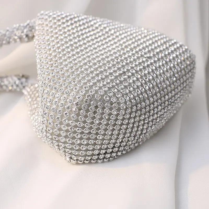 MAC057 Handbag Rhinestones Heart Shape Shiny Handmade Small Evening Bag - Image 3