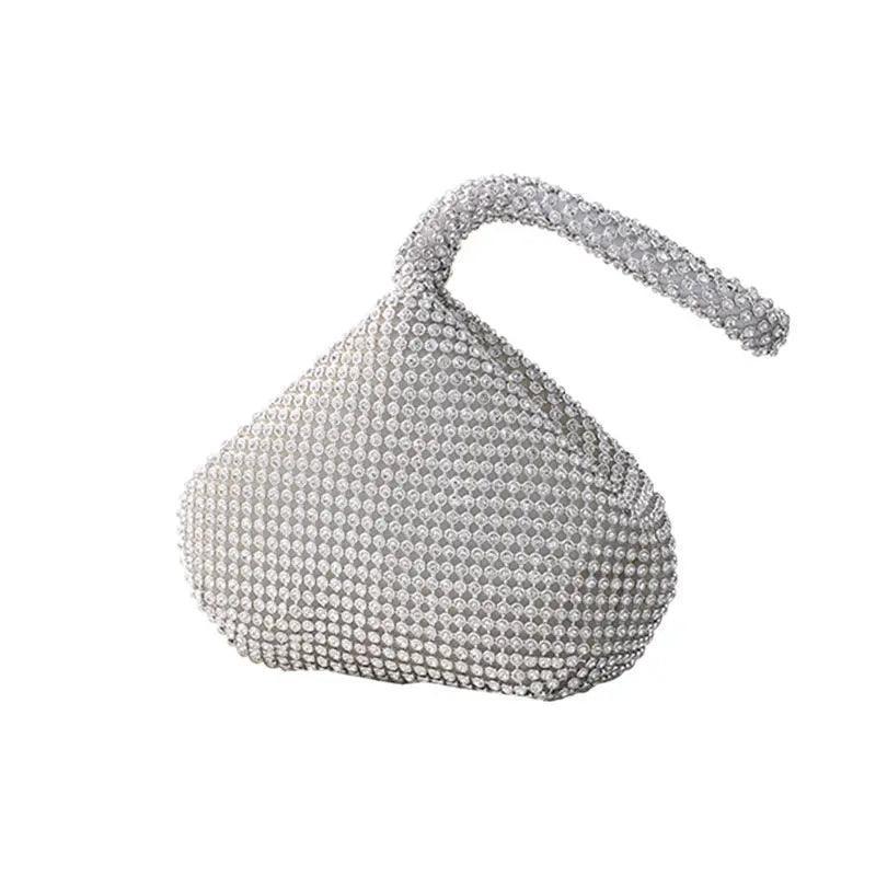 MAC057 Handbag Rhinestones Heart Shape Shiny Handmade Small Evening Bag - Image 5