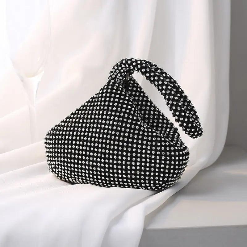 MAC057 Handbag Rhinestones Heart Shape Shiny Handmade Small Evening Bag - Image 6