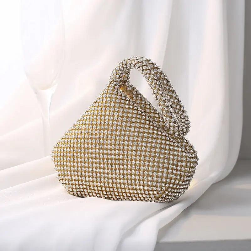 MAC057 Handbag Rhinestones Heart Shape Shiny Handmade Small Evening Bag - Image 7