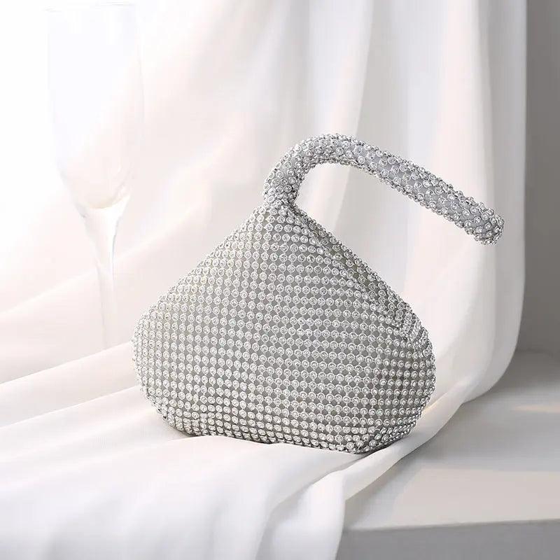 MAC057 Handbag Rhinestones Heart Shape Shiny Handmade Small Evening Bag - Image 8