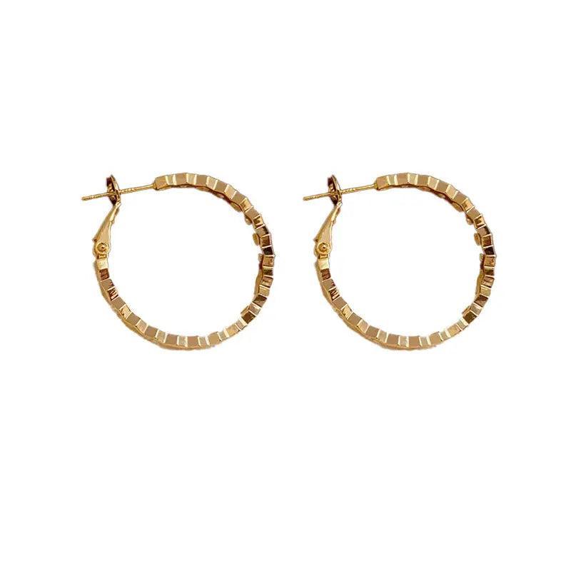 MAC147 Vintage Style Zircon Inlaid Hoop Earrings Elegant - Image 6