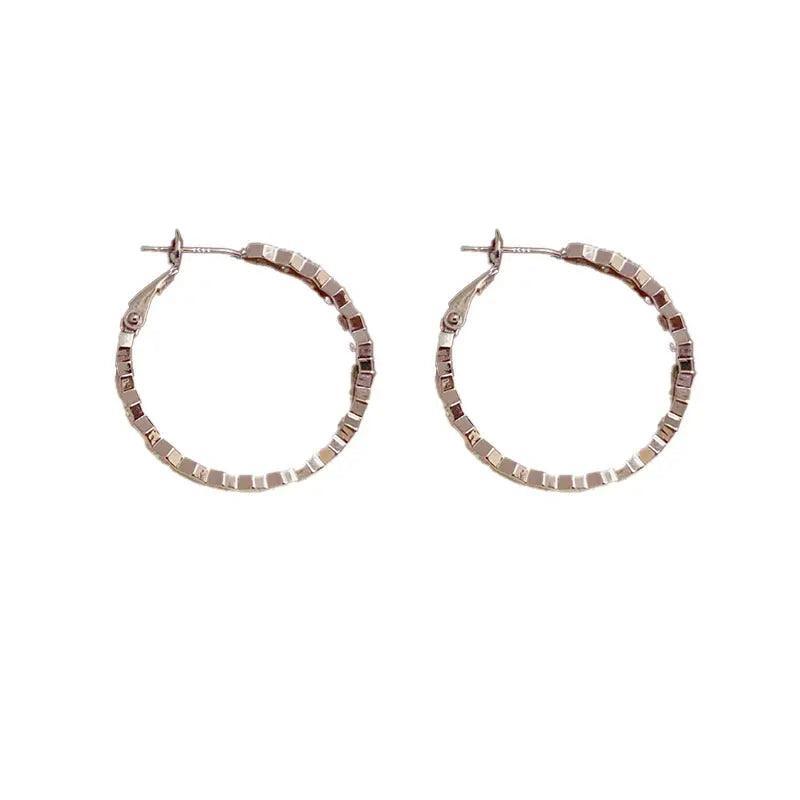 MAC147 Vintage Style Zircon Inlaid Hoop Earrings Elegant - Image 7