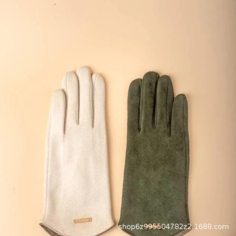 MAC058 Unisex Suede Touch Screen Gloves Faux Fur Lined Winter Warm - Image 3