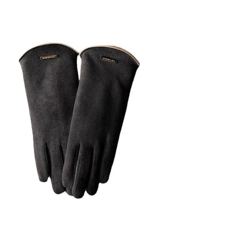 MAC058 Unisex Suede Touch Screen Gloves Faux Fur Lined Winter Warm - Image 6