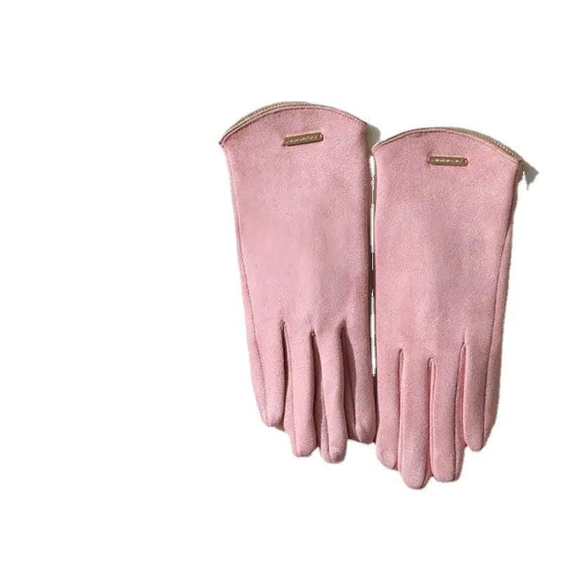 MAC058 Unisex Suede Touch Screen Gloves Faux Fur Lined Winter Warm - Image 7