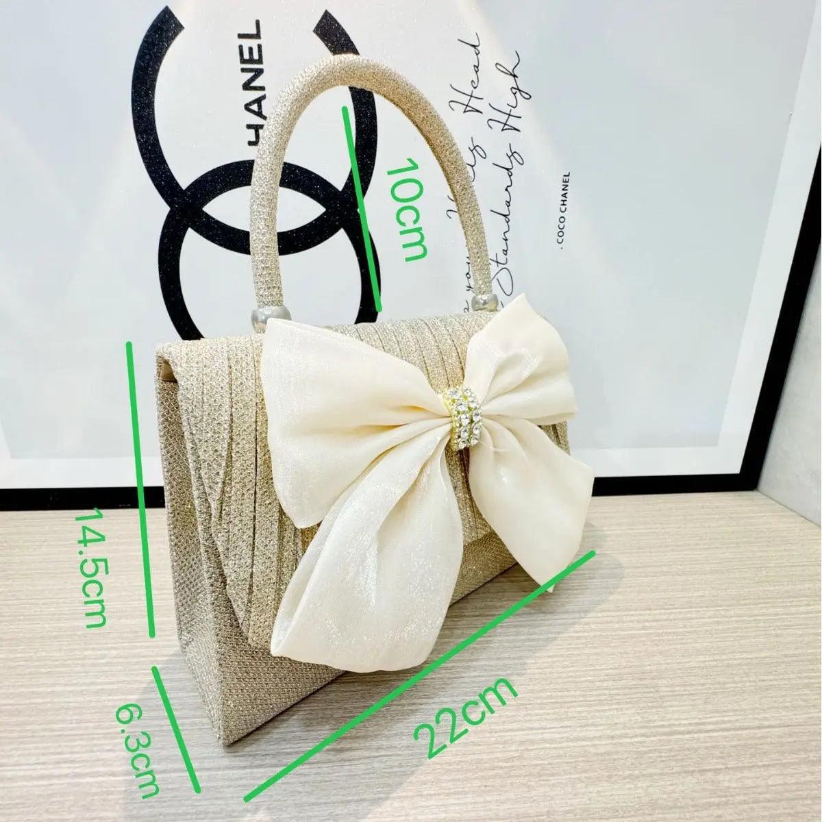 MAC060 White Bowknot Portable Shoulder Bag Big Bow Design Underarm Bags - Image 4