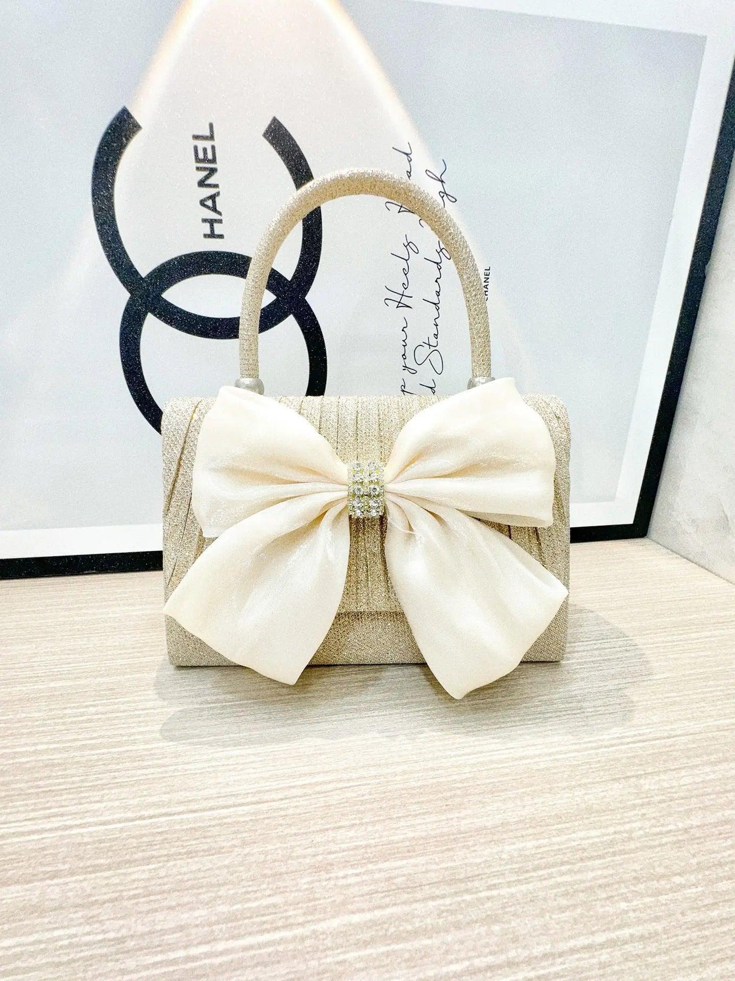 MAC060 White Bowknot Portable Shoulder Bag Big Bow Design Underarm Bags - Image 6