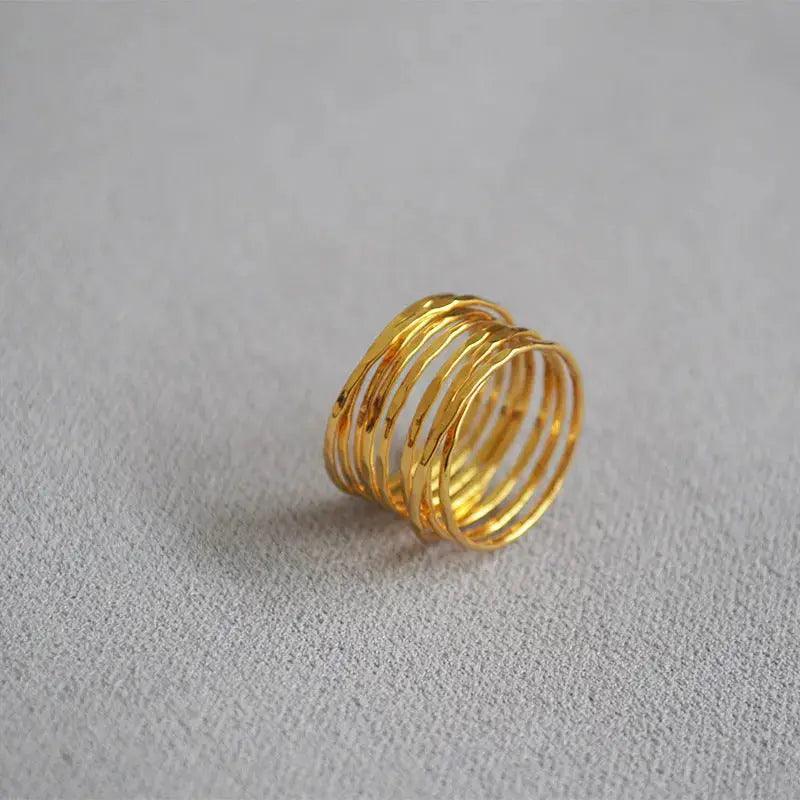 MAC067 Metallic Gold Zircon Ring 3-Piece Set - Image 4