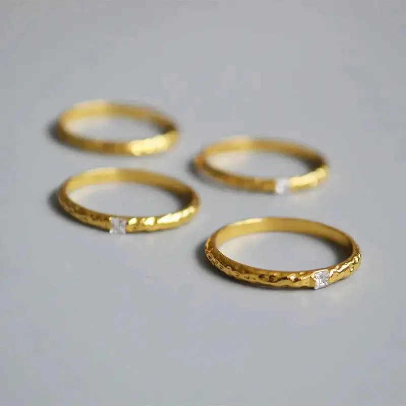 MAC067 Metallic Gold Zircon Ring 3-Piece Set - Image 5