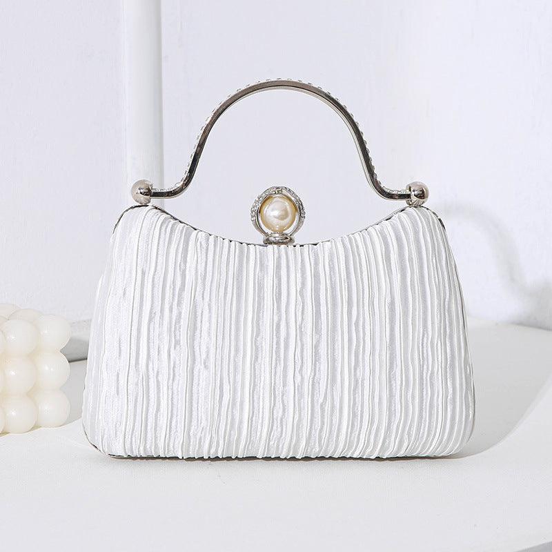 MAC071 Pearl Bag Banquet Bag Pleated Diamond Encrusted Handbag - Image 2