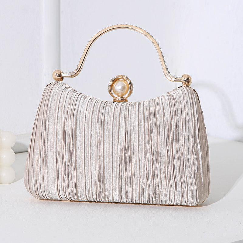 MAC071 Pearl Bag Banquet Bag Pleated Diamond Encrusted Handbag - Image 3