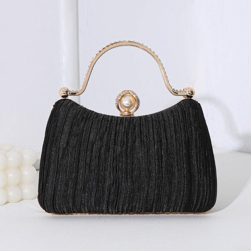 MAC071 Pearl Bag Banquet Bag Pleated Diamond Encrusted Handbag - Image 4