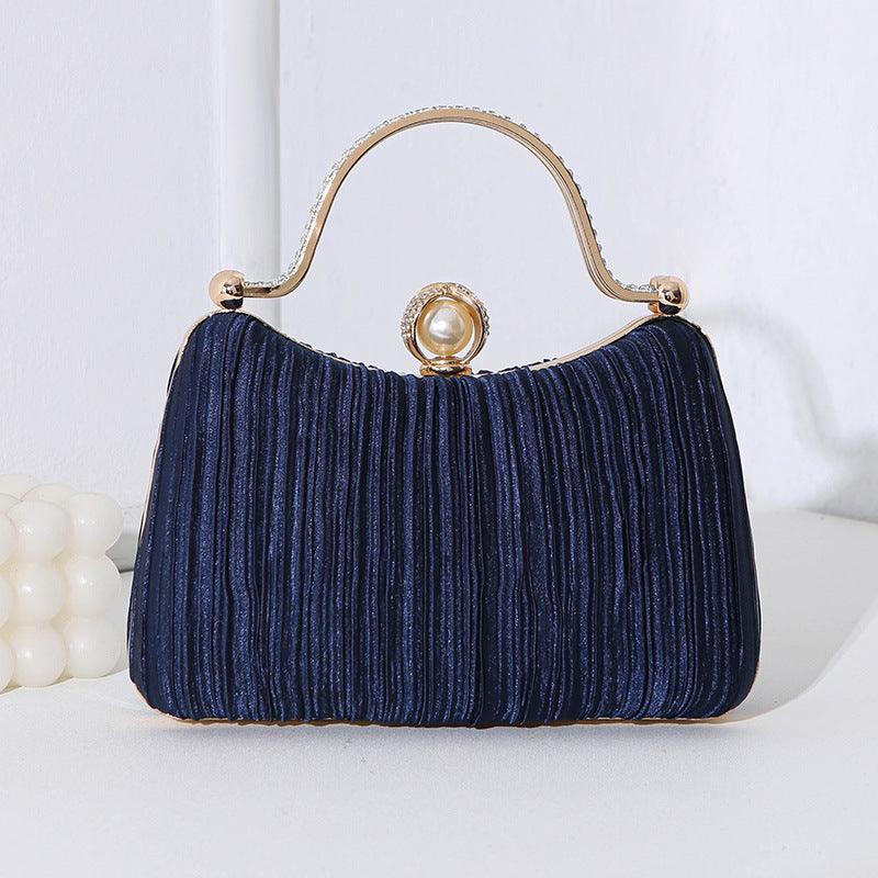 MAC071 Pearl Bag Banquet Bag Pleated Diamond Encrusted Handbag - Image 5