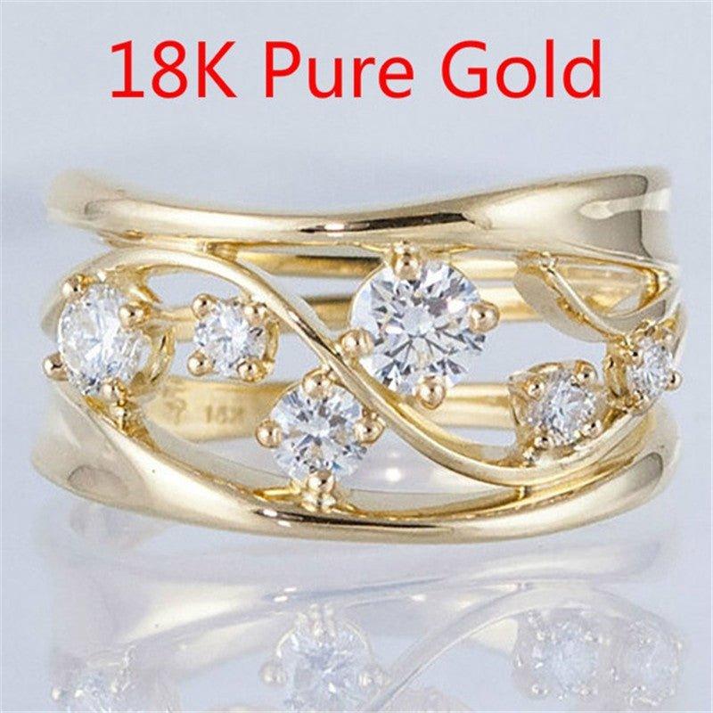 Wavy Geometric Line Gold Zirconia Ring(MAC072) - Image 2
