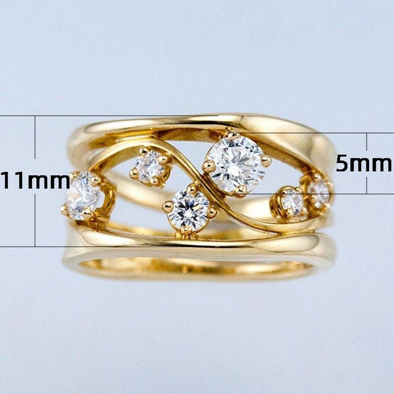 Wavy Geometric Line Gold Zirconia Ring(MAC072) - Image 3
