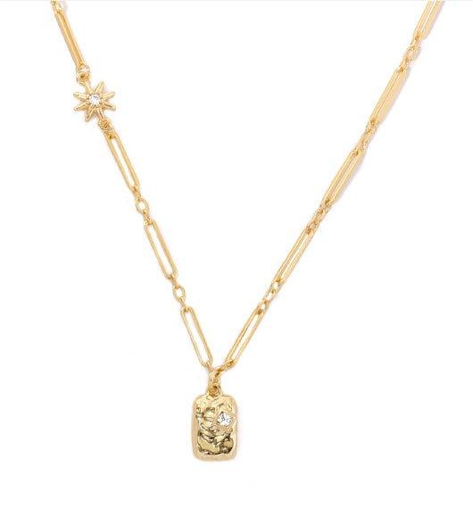 Brass Plated 18K Real Gold Light Luxury Style Zircon Inlaid Square Pendant Necklace(MAC073) - Image 6