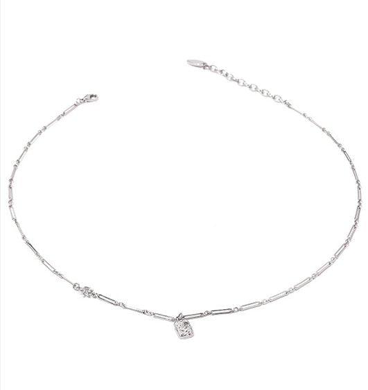 Brass Plated 18K Real Gold Light Luxury Style Zircon Inlaid Square Pendant Necklace(MAC073) - Image 7