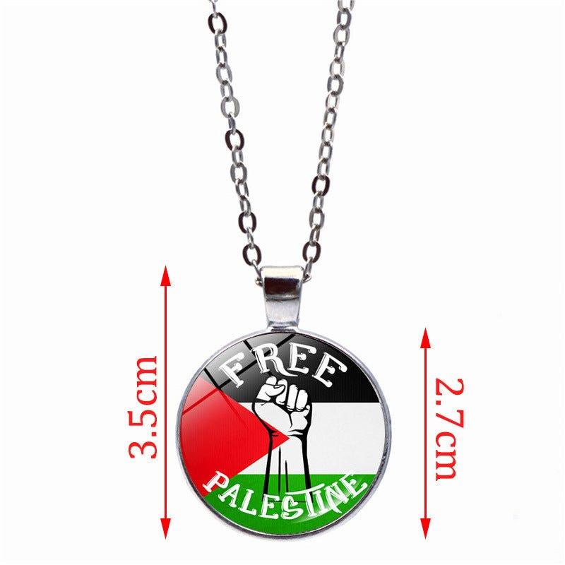 MAC076 Time Gem Palestine keffiyeh Anti-War Peace Pendant Necklace - Image 2