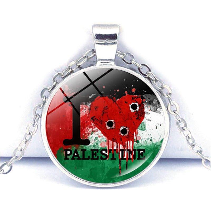 MAC076 Time Gem Palestine keffiyeh Anti-War Peace Pendant Necklace - Image 6