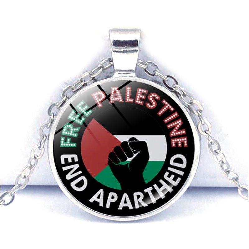MAC076 Time Gem Palestine keffiyeh Anti-War Peace Pendant Necklace - Image 8