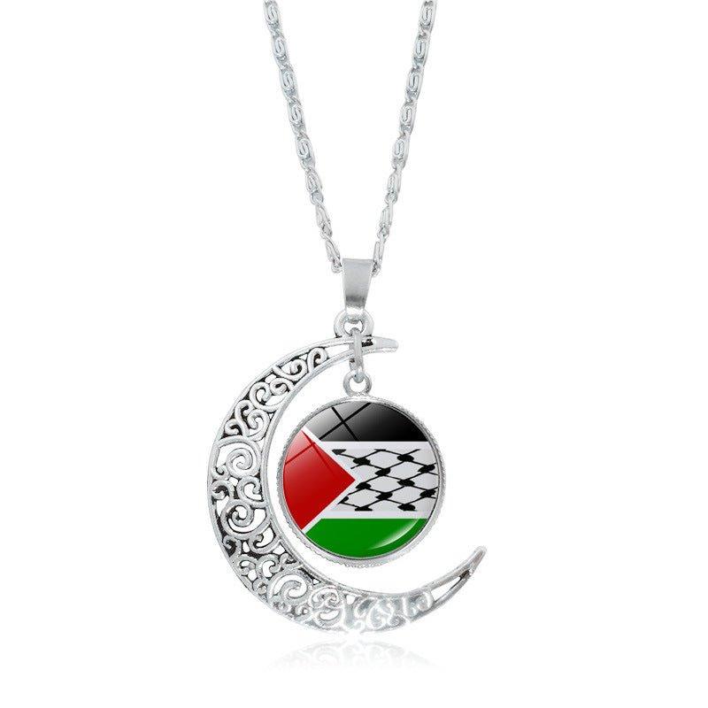 MAC077 Women's Versatile Silver keffiyeh Hollow Moon Pendant Necklace - Image 22