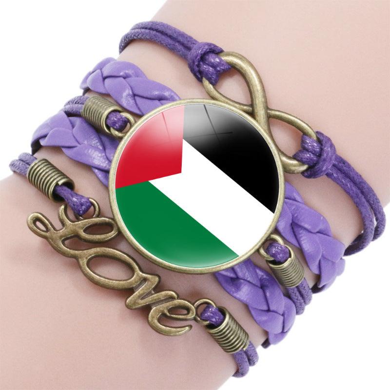 Palestinian flag keffiyeh pattern time gemstone love & â style multi-layered bracelet (MAC080) - Image 12