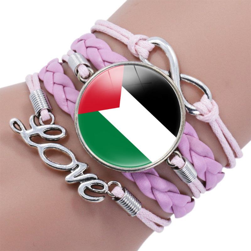 Palestinian flag keffiyeh pattern time gemstone love & â style multi-layered bracelet (MAC080) - Image 7