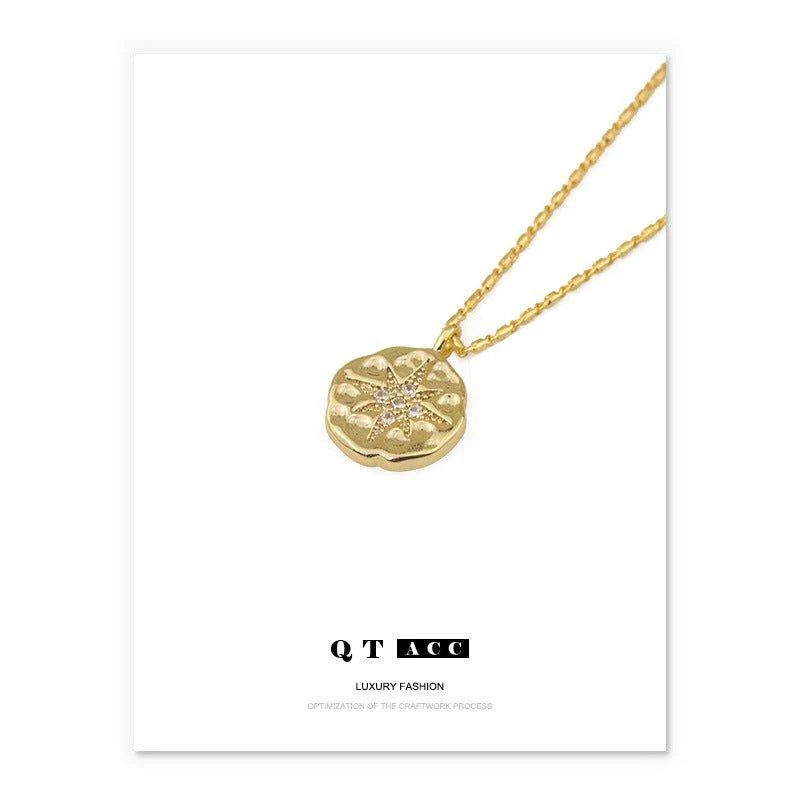 MAC084 North Star Coin Button Pendant Necklace - Image 3