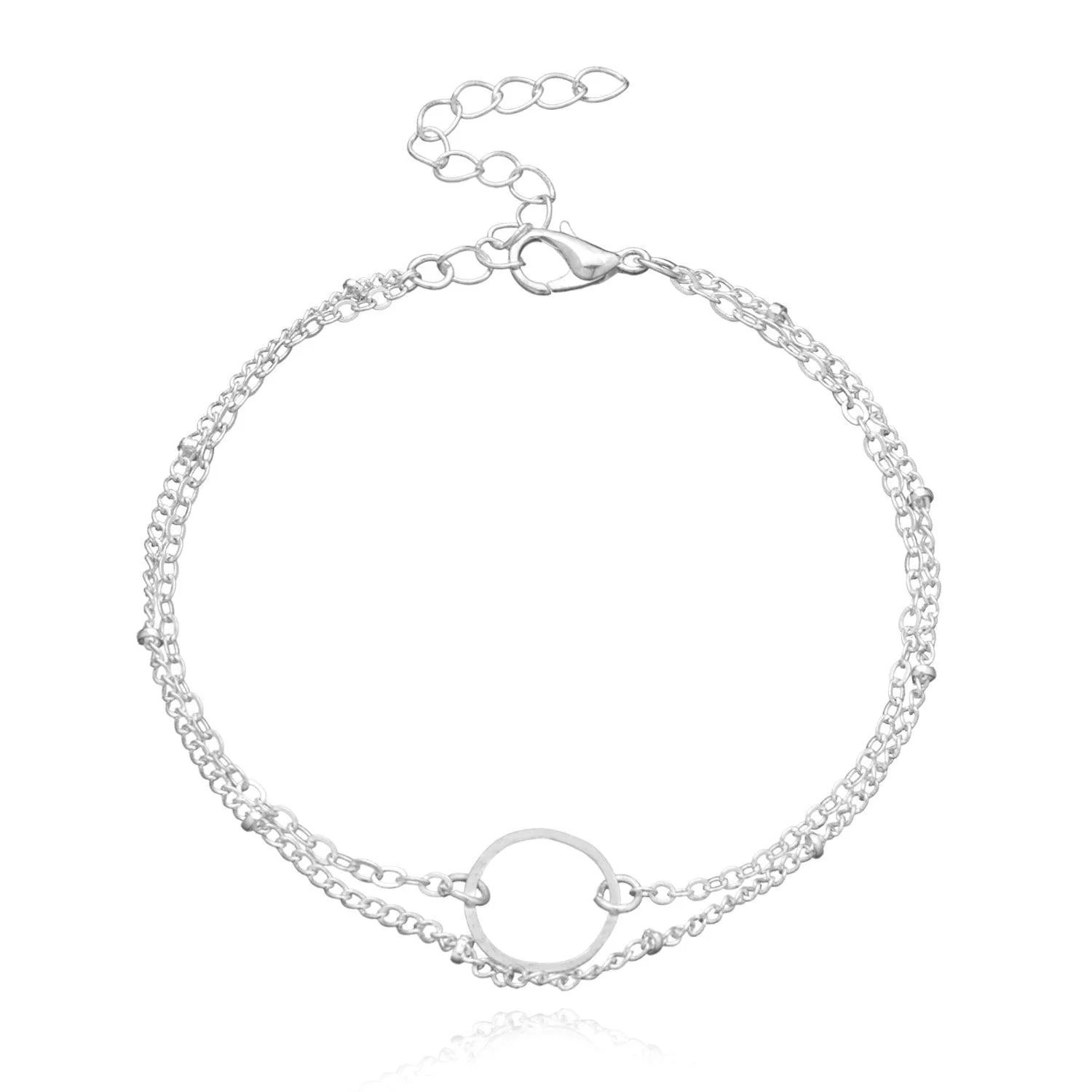 MAC085 Fashionable GeometricHollow Ring Simple Double Layer Bracelet - Image 6