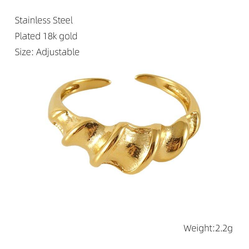 MAC086 Light Luxury Stainless Steel Open Adjustable Irregular Ring - Image 2