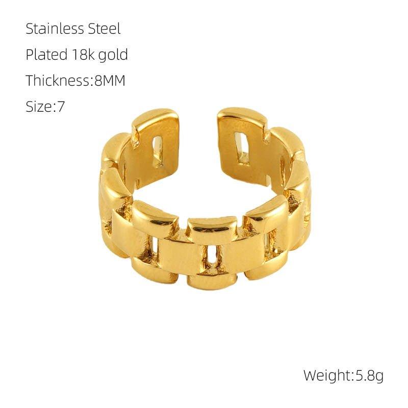 MAC086 Light Luxury Stainless Steel Open Adjustable Irregular Ring - Image 5