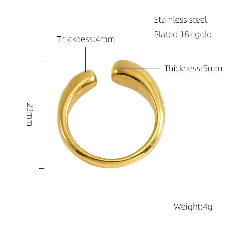 MAC086 Light Luxury Stainless Steel Open Adjustable Irregular Ring - Image 6