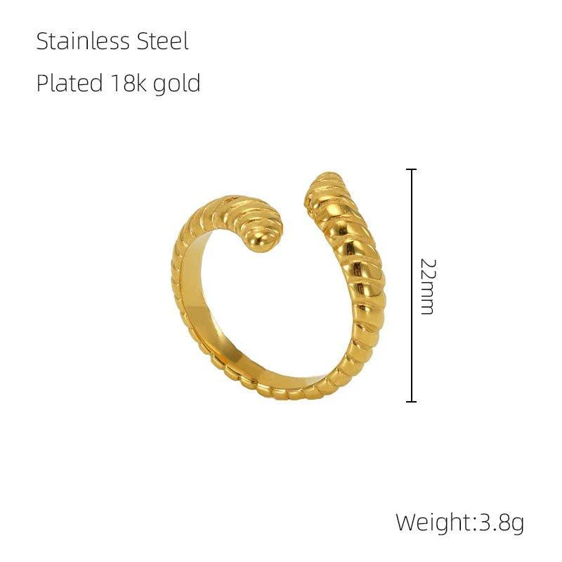 MAC086 Light Luxury Stainless Steel Open Adjustable Irregular Ring - Image 7