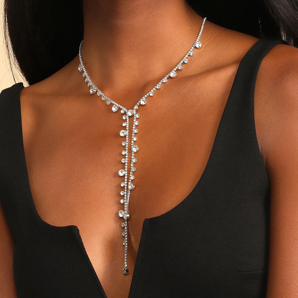 MAC088 Personalized Long Tassel Irregular Diamond Necklace - Image 2