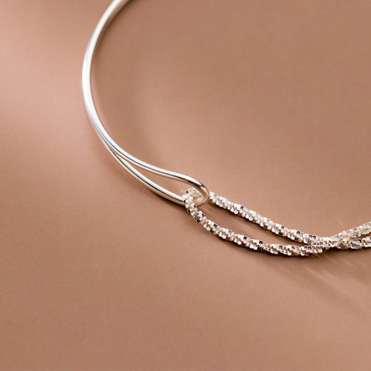 MAC089 Temperament And Personality Double-Layer Curved Tube Gypsophila Asymmetrical Bracelet - Image 4
