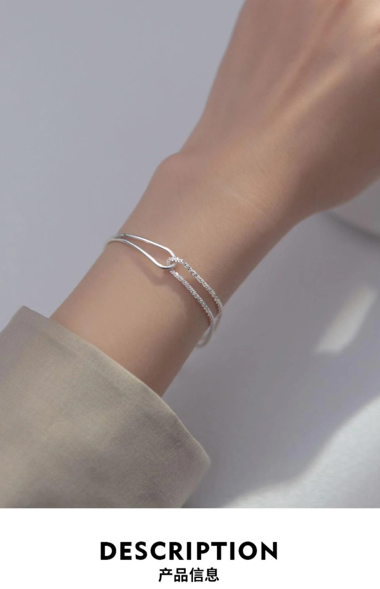 MAC089 Temperament And Personality Double-Layer Curved Tube Gypsophila Asymmetrical Bracelet - Image 5