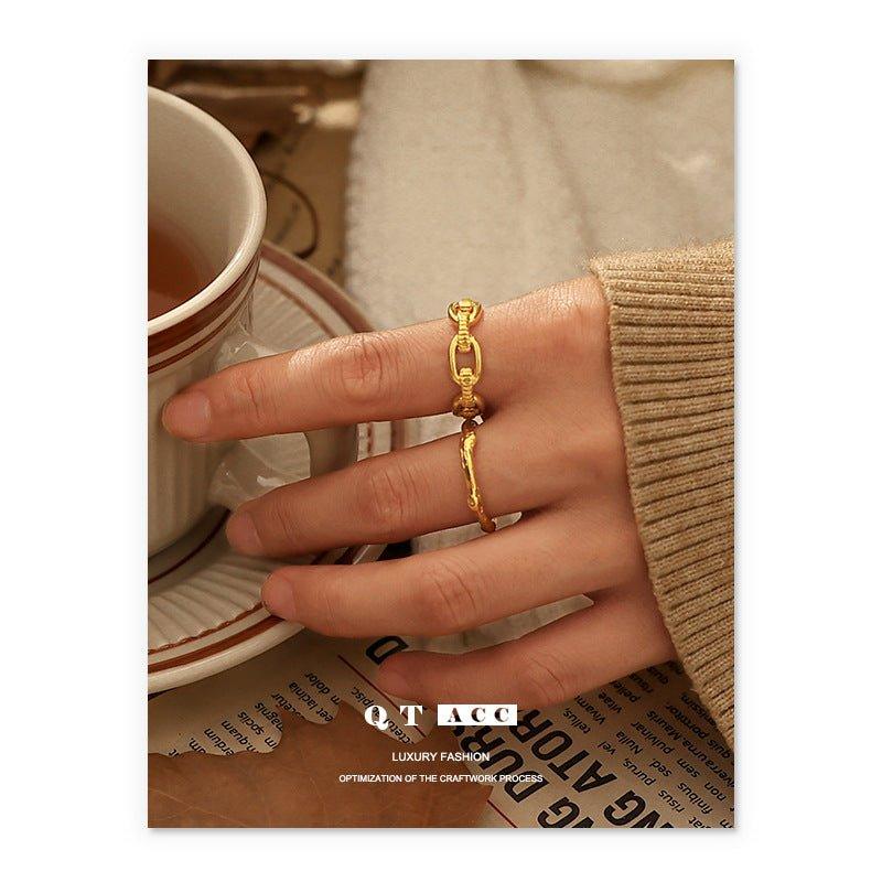 MAC094 High Color Retention Vacuum Eelectroplating Retro Simple Ring - Image 3