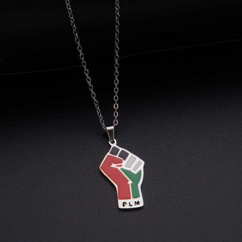MAC100 Stainless Steel Vintage keffiyeh Palestine Map Pendant Necklace - Image 10