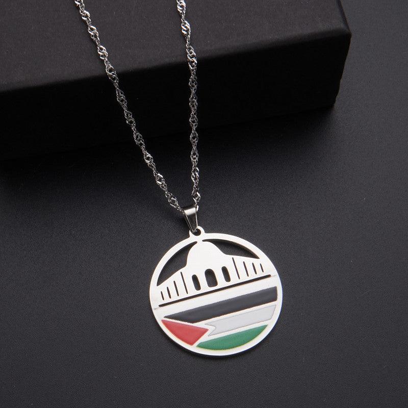 MAC100 Stainless Steel Vintage keffiyeh Palestine Map Pendant Necklace - Image 6